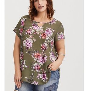 Olive floral georgette top